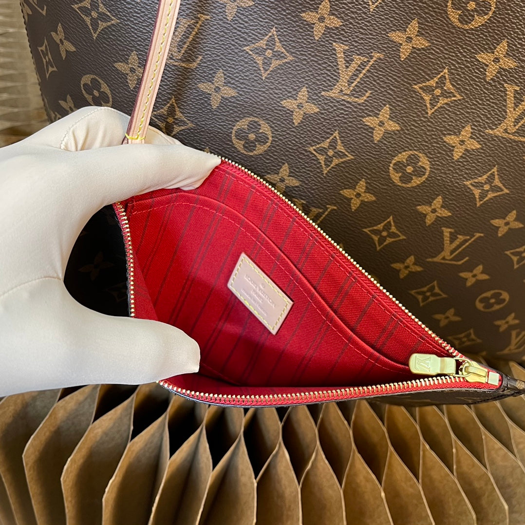 M41177 Presbyopia-Red All-Steel Hardware 💯✅🎀🎀 Classic Shopping Bag 💋31cm 💋LV Louis Vuitton New Neverfull New Interpretation of Classic Handbag,