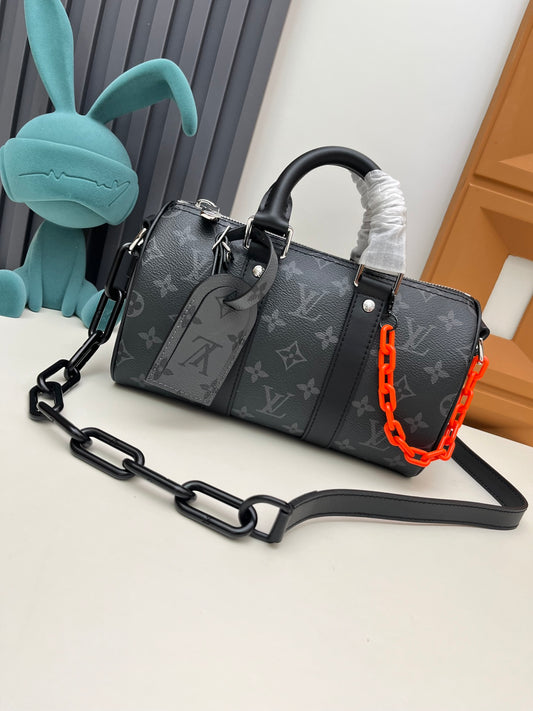 M46271 Chain Black Flower [Orange with Chain ⛓️] Pillow Bag